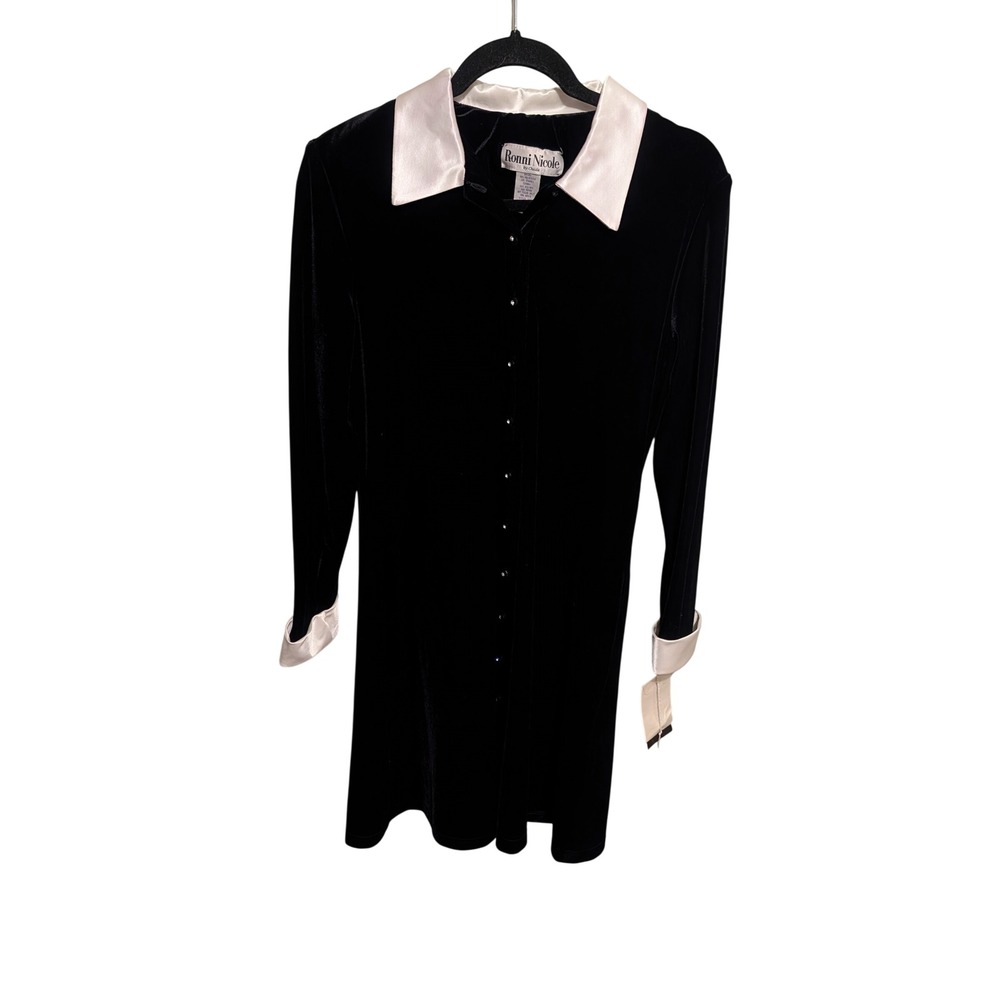VTG 90s Ronni Nicole Black Velvet Dress NWT Deadstock Wednesday Addams Goth 8 M